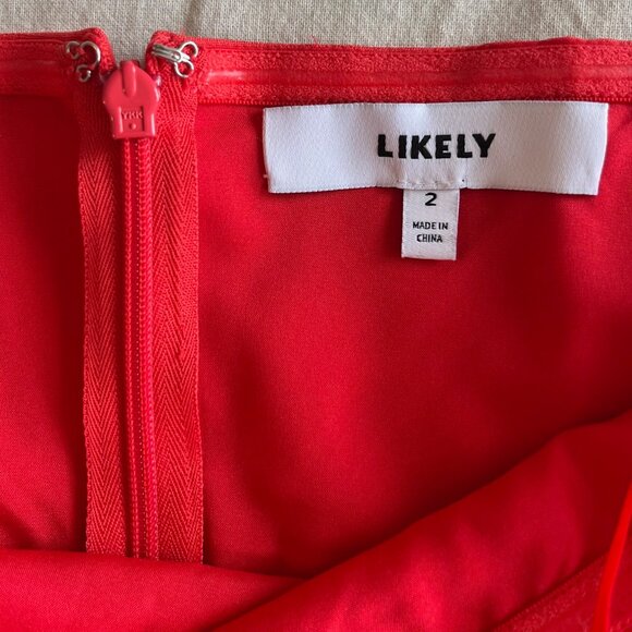 Likely Strapless Dress in Coral Red | Size 2 - Picture 4 of 10